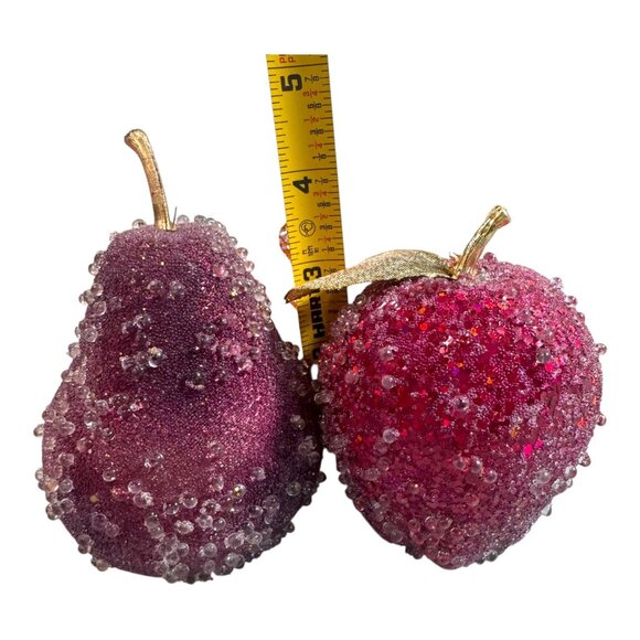 Vintage Large Lot Fake Decorative Beaded Fruit Set Raspberry Pear Apple 4 Basket - Picture 6 of 6